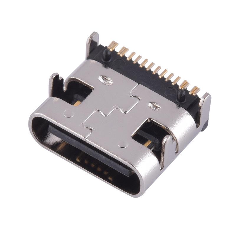 USB Type-C Female Socket SMD Plug: 2P, 4P, 6P, 16P, 24P Horizontal/Vertical Connector Charging Interface