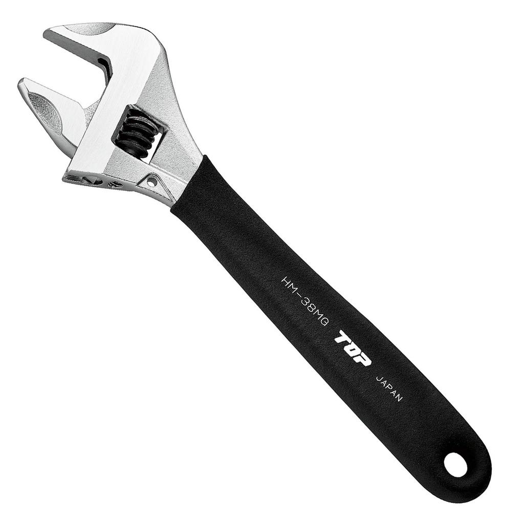 TOP Adjustable Work Opening Black Made In Japan Zero-Back Wrench, Wide, 0-38mm, Grip, HM-38MGBK, Tsubame-Sanjo,