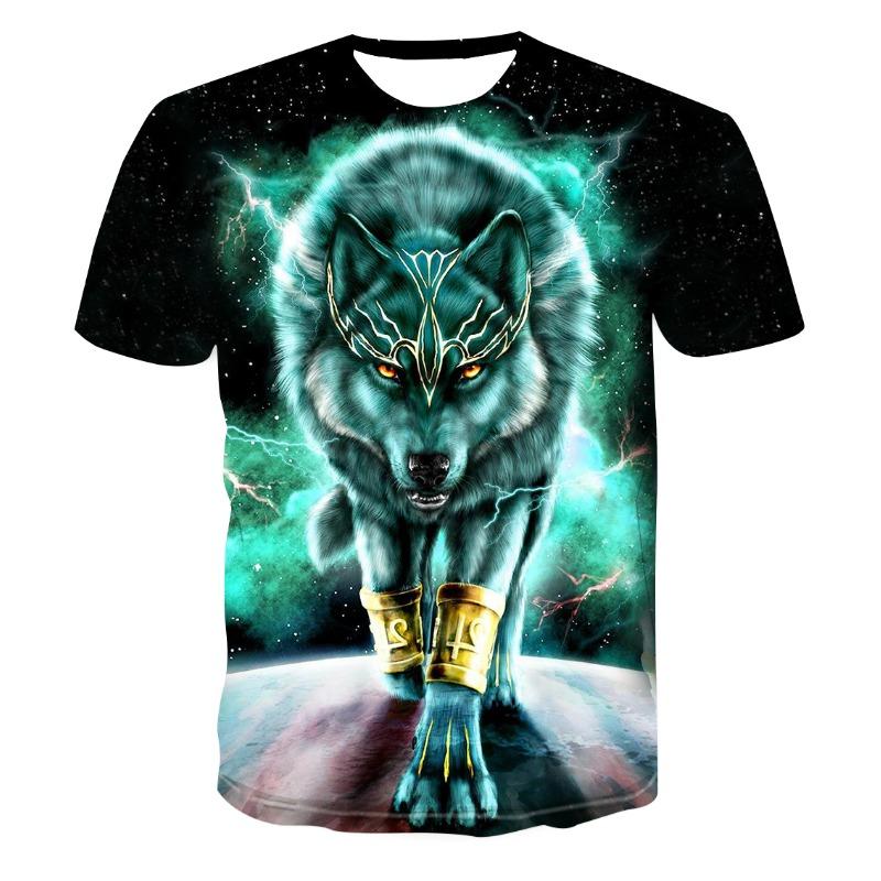 Fashion 3D Wolf Printed T-Shirts for Men/Women Personality Cool Printing Graphic Tee Shirt Unisex Short Sleeve T-shirt Plus Size