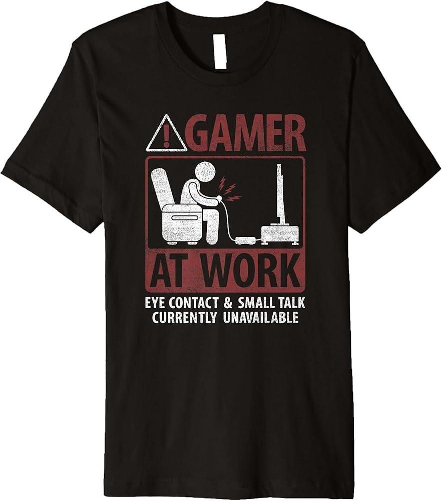 Gamer At Work Eye Contact & Small Talk Unavailable Premium T-Shirt Unisex T-Shirt S