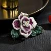 Women's Light Luxury Design Elegant Inlaid Zircon Peony Flower Brooch Fashionable And Versatile Niche Design Brooch