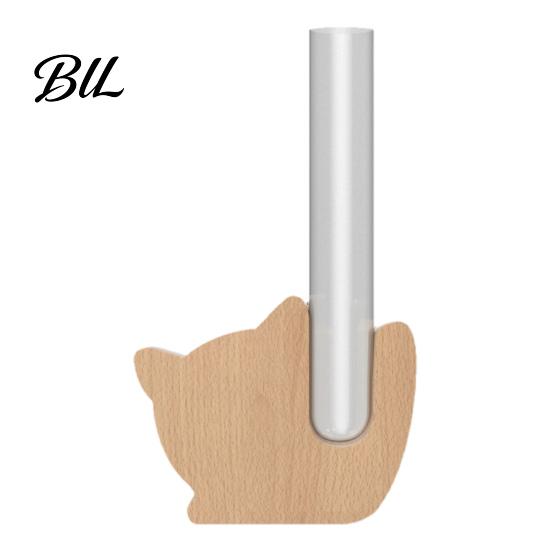Glass Test Tube Planter Fridge Magnet Vase Clear with Wooden Base Non-drill Magnetic Mini for Flowers Herbs Refrigerator Kitchen Decor Decoration