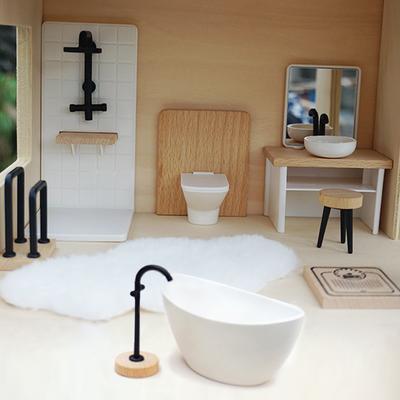 1/12 Dollhouse Simulation Washbasin Tub Toilet Model Freely Combined Bathroom Decor Dolls House Miniature Furniture Accessories