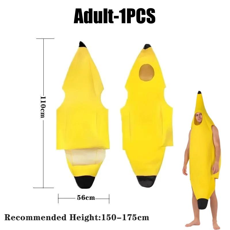 Costume de Banane Halloween Drôle Pour Enfants Adultes Spectacle de Théâtre Carnaval Fête Tenue Performance sur Scène Déguisement Comédie yellow