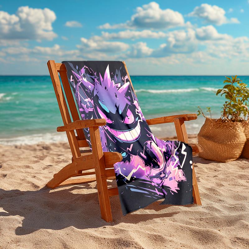 1pc Gengar1 Beach Towel, Comfortable and Thick, and Swimming/Bath/Picnic/Camping Towel, Suitable for Seaside Beaches