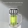 LINGCHEN Double-Layer Glass Tea Cup Large Capacity Tea Infuser Mug with Handle for Business Office Executive Men