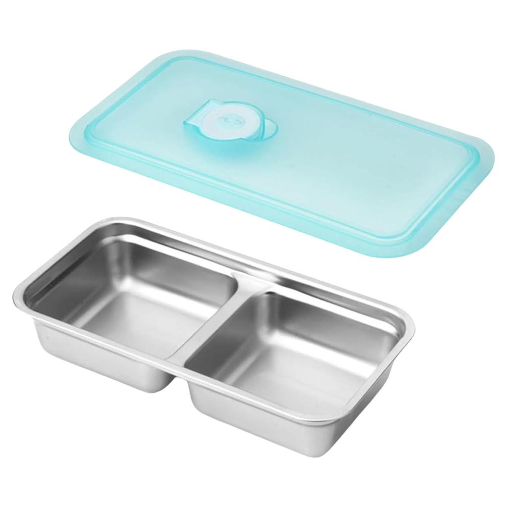 Stainless Steel Snack Containers with Lid 2 Compartment Lunch Box Food Storage Meal Prep Container for Outdoor Camping