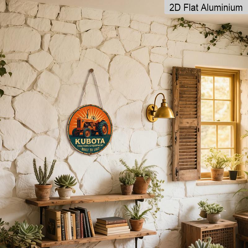 2D Flat 1pc, 8x8 In, Tractor-Themed Aluminum Metal Decorative Signs & Plaques - Farm & Vehicle Wall Decor Suitable for Bedrooms, Kitchens, Farm