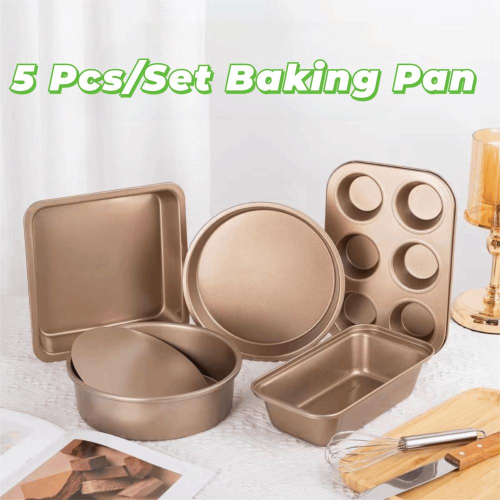 5PCS Heat-resistant Complete Baking Tray Kit Carbon Steel Cake Mold Convenient Baking Pan Set Pizza