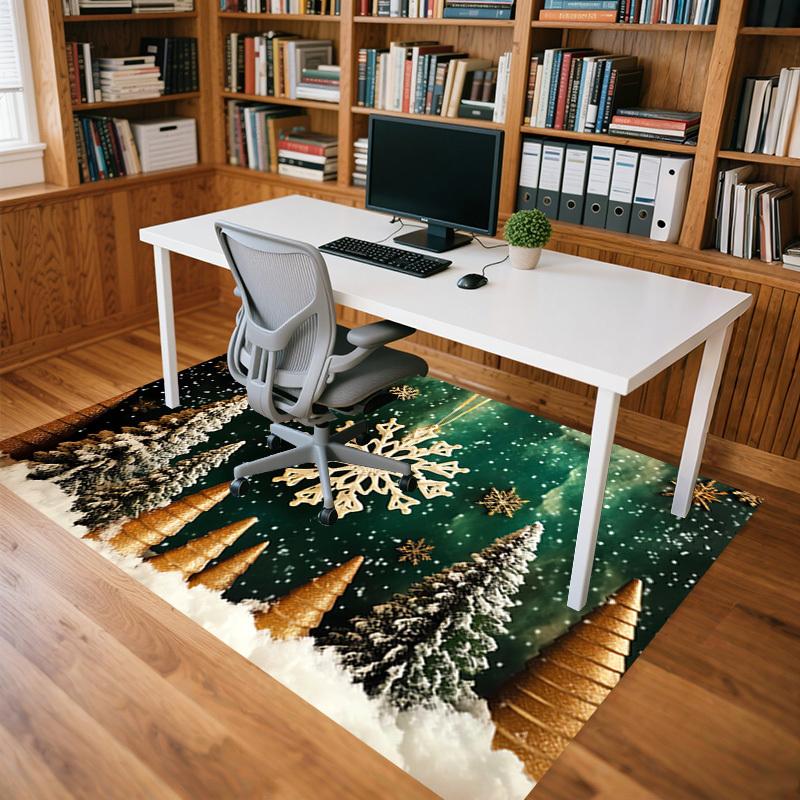 Schneeflockenbaum Kristall Samt Bürostuhlmatte Teppich - Rutschfest, Bodenschutzmatte, Büroschreibtischstuhlmatten, Weihnachtsgeschenk-1106104