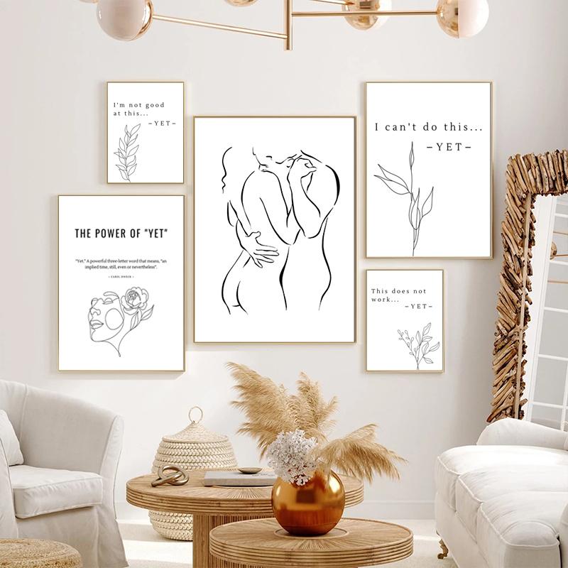 Nordic Style Canvas Painting Minimalist Poster Growth Mindset Motto Decorative Paintings Motivational Wall Art Picture for Room