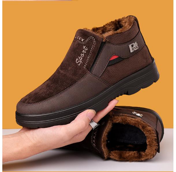 Men Winter High-Top Velvet Thermal Cloth Shoes for the Elderly Thickened Non-Slip Shoes Warmer