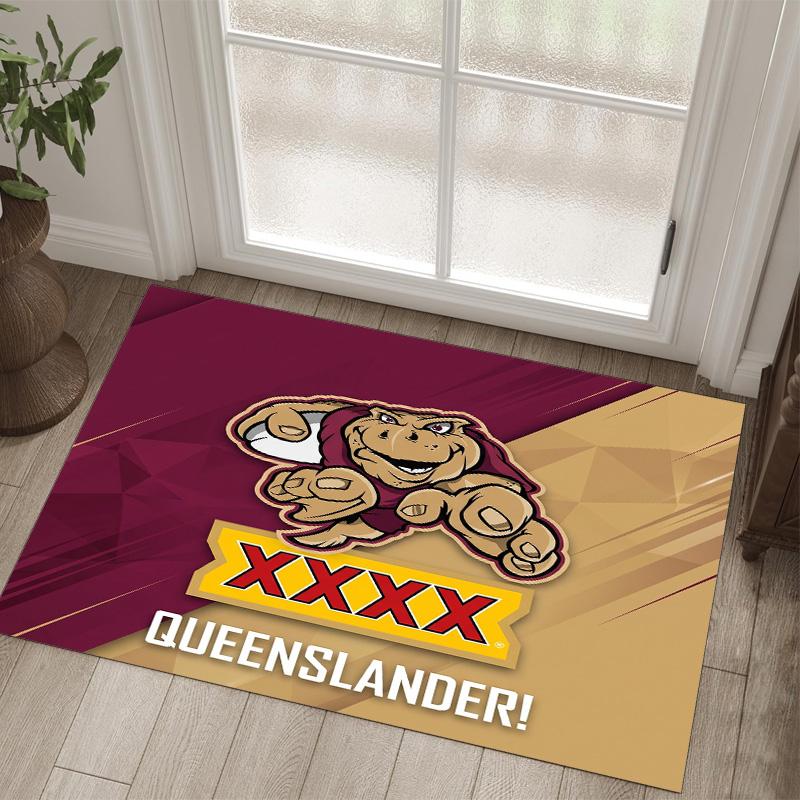 Queensland Maroons Design Crystal Velvet Carpet Cozy Non?Slip Printed Rug For Bedroom Living Room Entrance