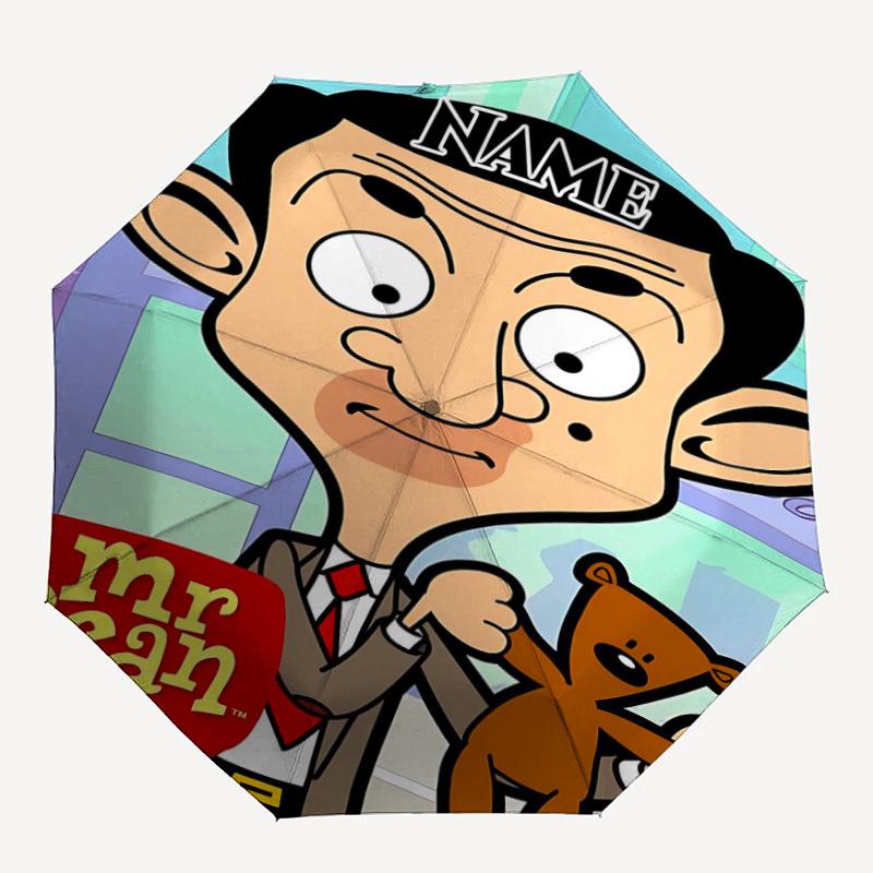 

1PC Mr. Bean, Cartoon Custom Name Automatic Open/Close, 8-Rib Durable Frame Compact Travel Umbrella for Men & Women D1222017