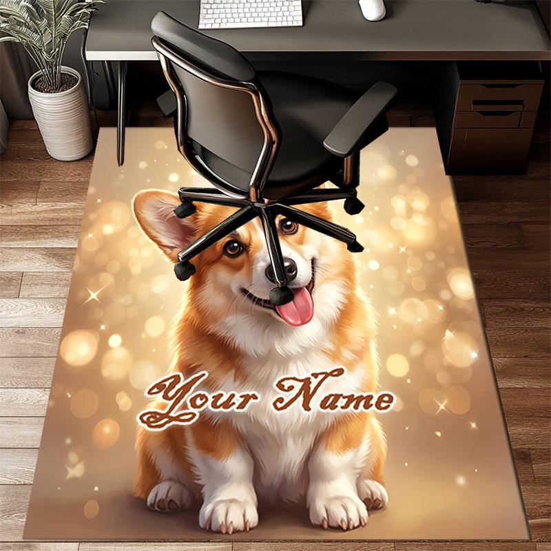 1PC Custom Name Corgi Portrait Theme Floor Mat Ideal for Living Room, Game Rooms, Office, Bedroom, Floor Mat Playful Design