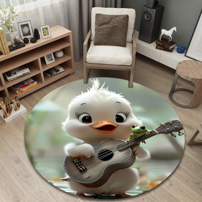 Glam Round Halloween Multicolor Floor Rug, Non-Slip Floor Mat for Kids Room