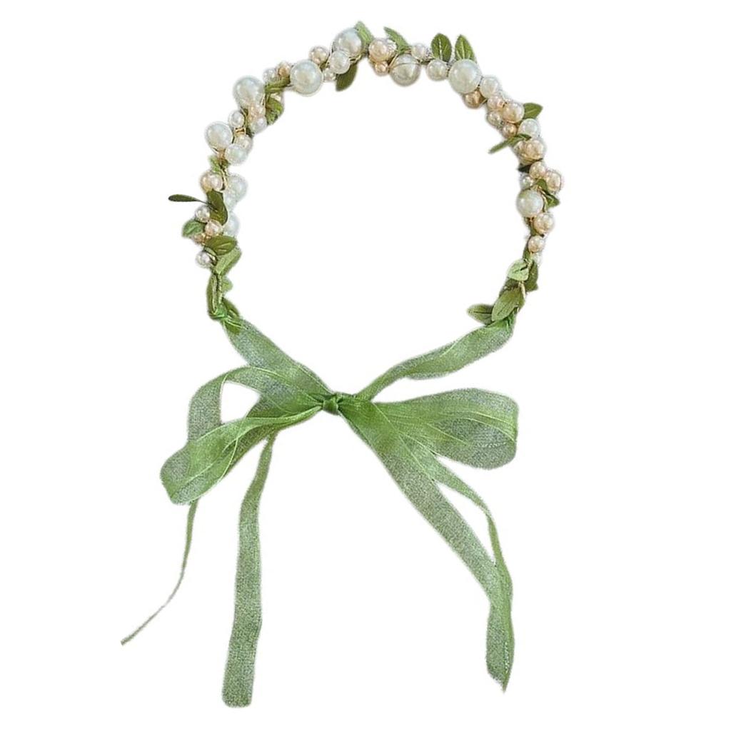 Elegant Pearl/ Leaf Hairband Delicate Headband for Flower Girl Trend Model Show Performances Wedding Party Headpieces