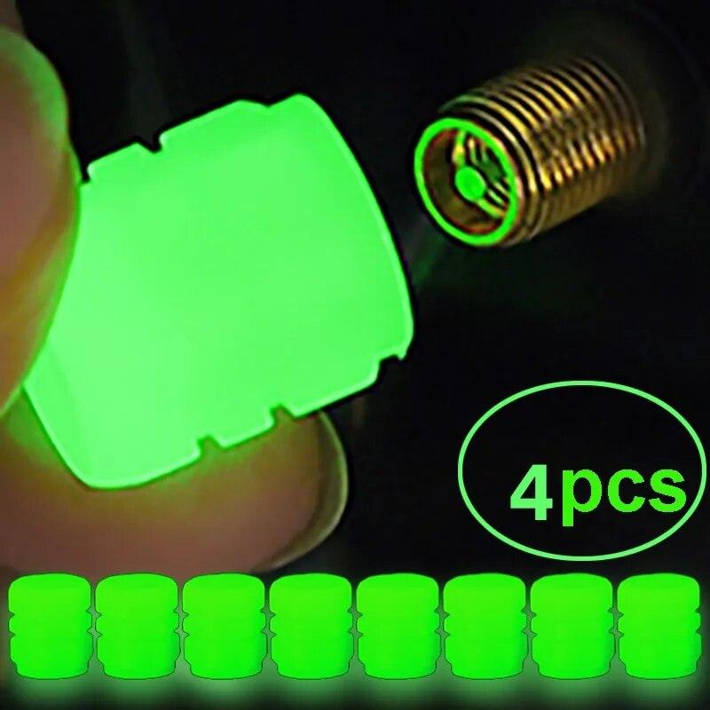 Leuchtende Ventilkappen Fluoreszierend Rot Nachtleuchtend Auto Motorrad Fahrrad Rad Styling Reifennabe Universalkappe Dekor 4 Stück