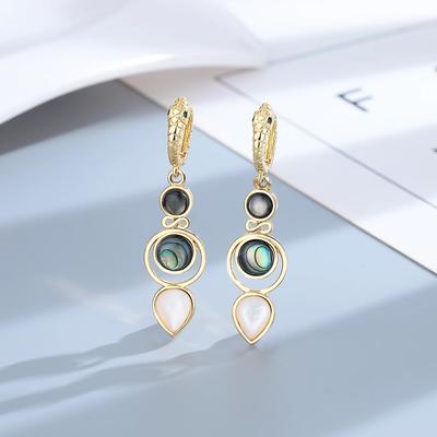 Silberfarbene Tropfenohrringe für Frauen, Abalone-Muschel, Vintage-Schmuck, Hochzeit, Verlobung, Creolen, Geschenke
