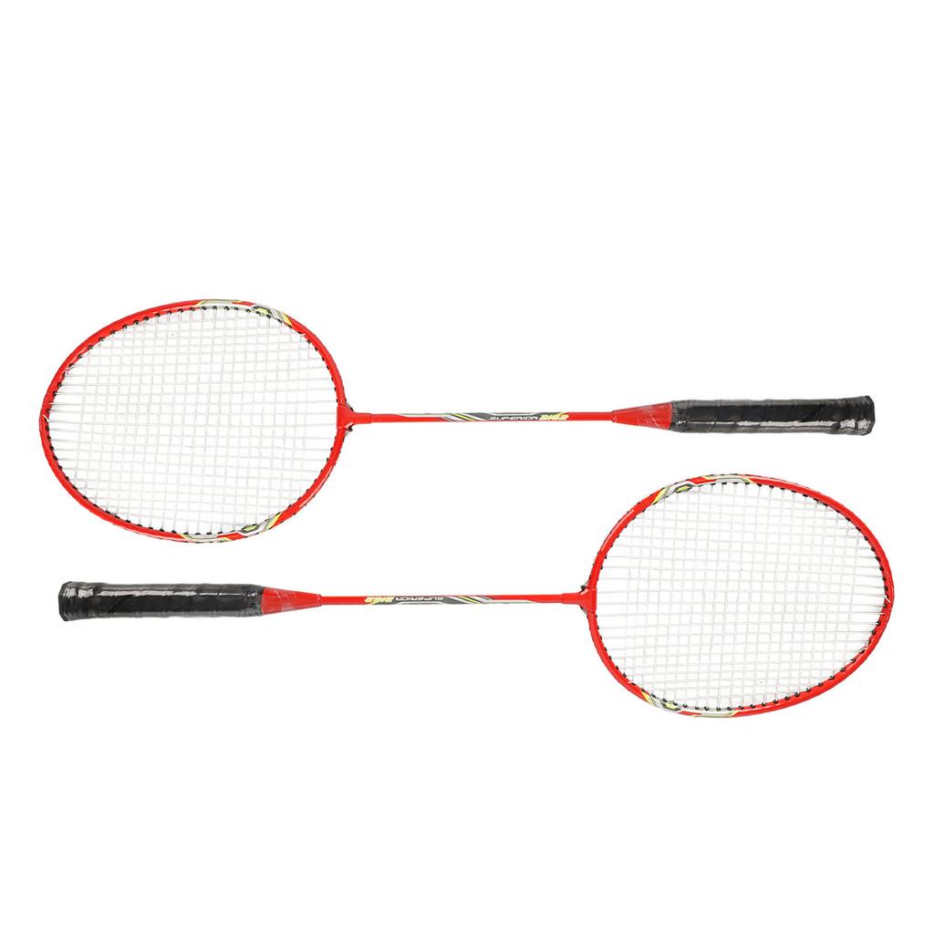 LEIJIAER Badminton Racket Set of 2 Player Iron Alloy Professional Training Replacement Equipment Red