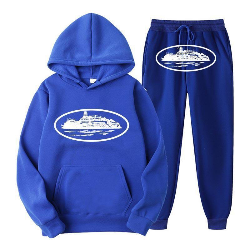 Unisex Hooded Sweatshirt Pants Set With Graphic Print Casual Sportswear