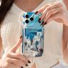 Santorini Island Aegean Sea Landscape Wavy Edge Phone Case For iPhone 16 15 14 Pro Max 13 12 11 Mini XR XS SE 2020 7 8 Plus Air Cover