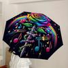 1pc Rainbow Rose with Crown and Music Notes Umbrella with Plastic Handle,Suitable for All Seasons Home Travel Outdoor UmbrellaDD1796