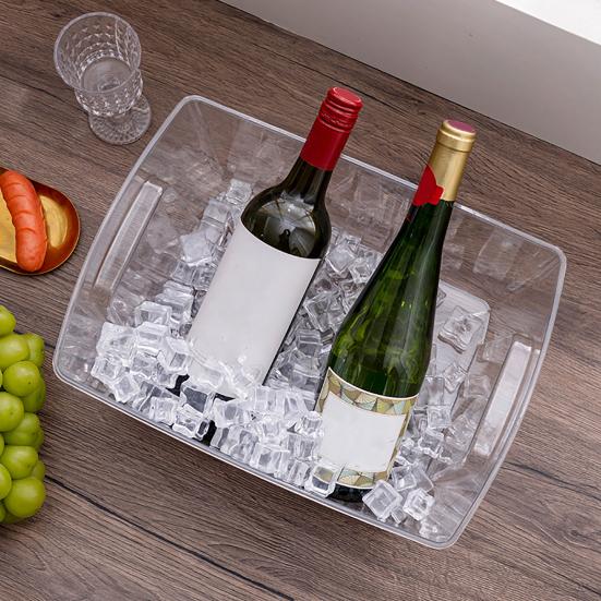Eiskübel mit Griff, 12/18L Bier-Wein-Kühler für Party, Klarer Getränkebehälter für Mimosa & Cocktailbar, Tragbarer Champagner