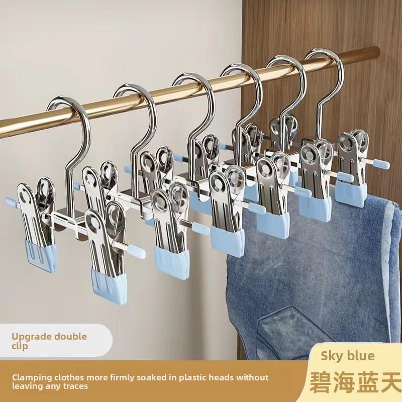 

5/10 шт. Многофункциональная прищепка-вешалка, крючок для одежды, пряжка, металл, нержавеющая сталь, зажим для шляпы, юбки, брюк, хранение одежды в гардеробе 10PCS