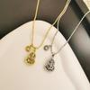 Golden Xiaohongshu Crushed Ice Hulu Necklace for Women: Ancient Style, Super Sparkly, Double Fortune & Prosperity Collarbone Chain.