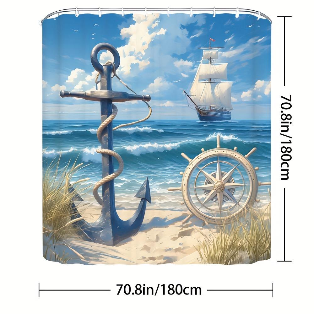"Seaside Nautical Shower Curtain" - Coastal Bath Decor, Perfect for Those Who Love Ocean and Sailing-Inspired Designs"