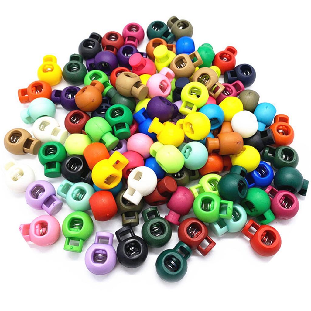 100 Pieces Plastic Cord Locks Assorted Colors Fastener Toggles for Shoelaces, Drawstrings, Paracord, Bags, Clothing