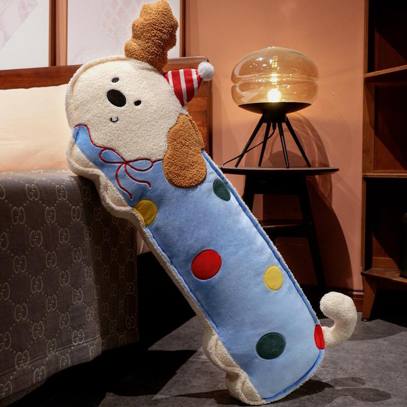 Kawaii Cartoon Soft Down Cotton Dog Plush Pillow Doll Stuffed Pet Doll Baby Long Sleep Pillow Accompany Gift for Girlfriend