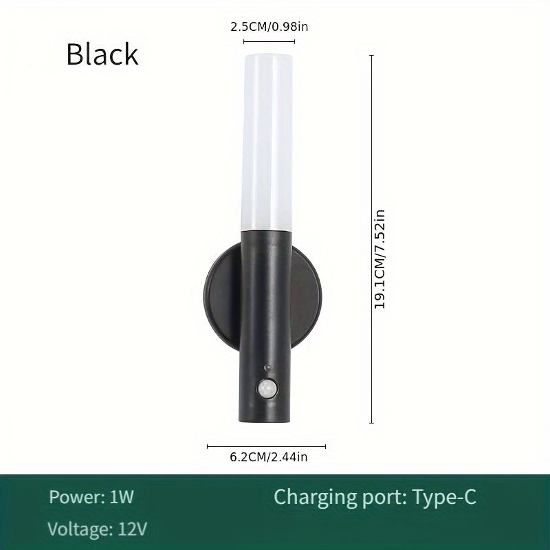 2 unidades Luzes Noturnas Recarregáveis com Sensor de Movimento - LED com Eficiência Energética, Portátil, Alimentado por USB, Preto, Nogueira, Montagem Magnética, Lâmpada Cilíndrica Elegante