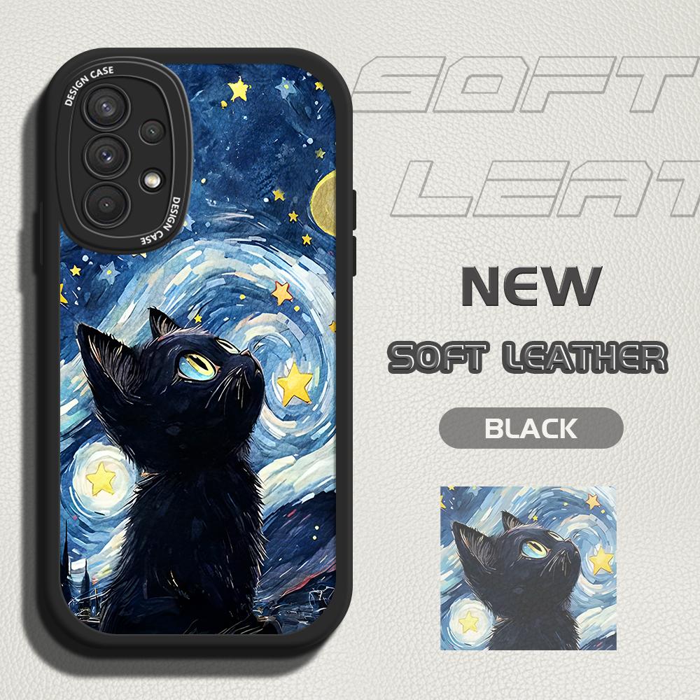 

Милый черный кошачий узор с полным защитным объективом из искусственной кожи для телефона Samsung S24 S23 S22 S21 Plus Ultra S23 FE Redmi Note 13 12 11 Pro Xiaomi Samsung S21 5G