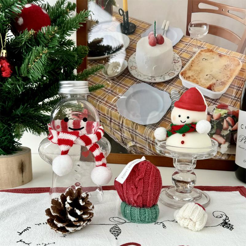 1 Pcs Christmas Gingerbread Man Candy Jar Sealed Plastic Juice Drink Bottle Xmas Party Year Gingerbread Man Drink Container