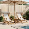 Sun Lounger 2 Pcs 3 Position Solid Eucalyptus Wood Cream