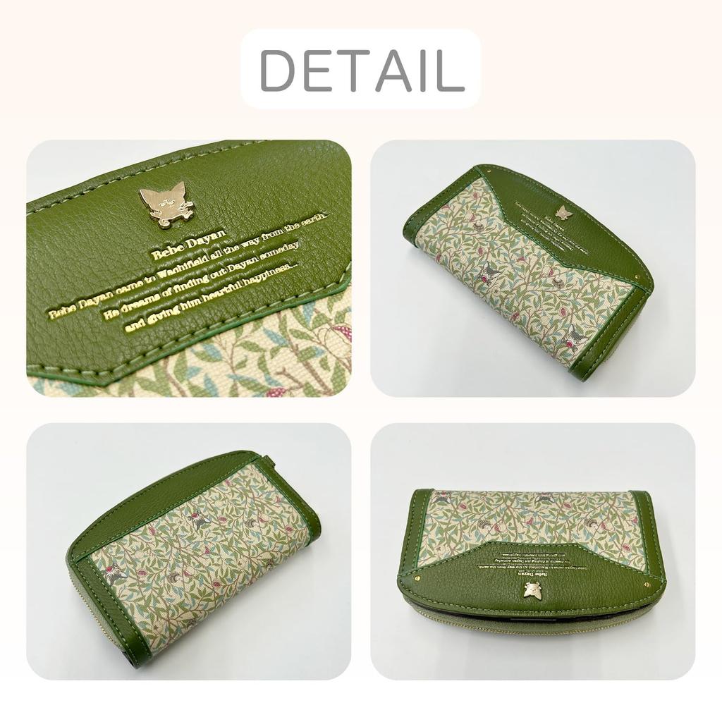 K-PARTS Bebe Dayan [Wallpaper] Zip-Around Wallet for Women and Girls, Featuring Bebe Dayan Cat Design, Cute Cat Accessories, Gift, Present,