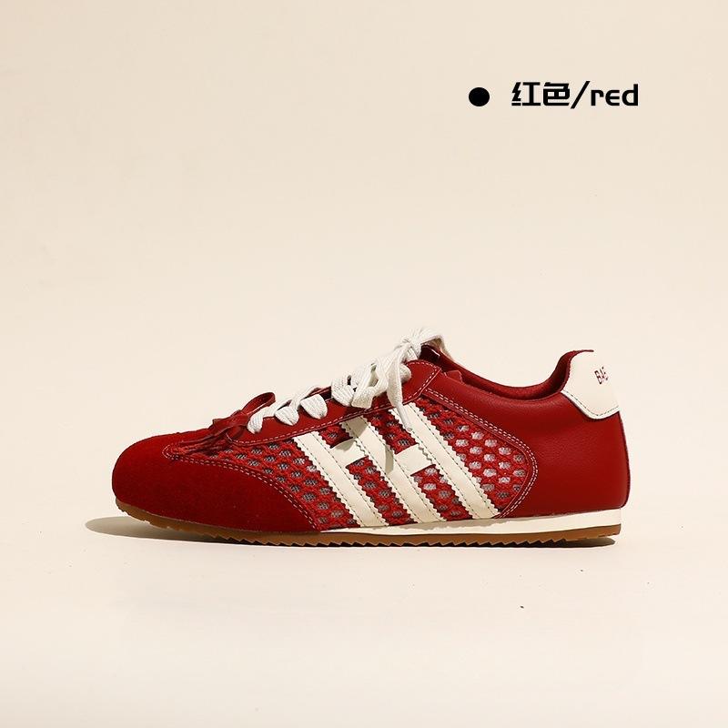 Breathable mesh leather sports and leisure shoes women's summer new lightweight flat net shoes