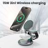 LFX-208 3-in-1 Wireless Charger 15W Fast Wireless Charging Stand for iPhone/Apple Watch/Airpods