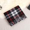 Double-Sided Velvet Scarf with Tassel Decoration Plaid Print Autumn Winter Warm Cashmere-like Scarf Fashion Accessory