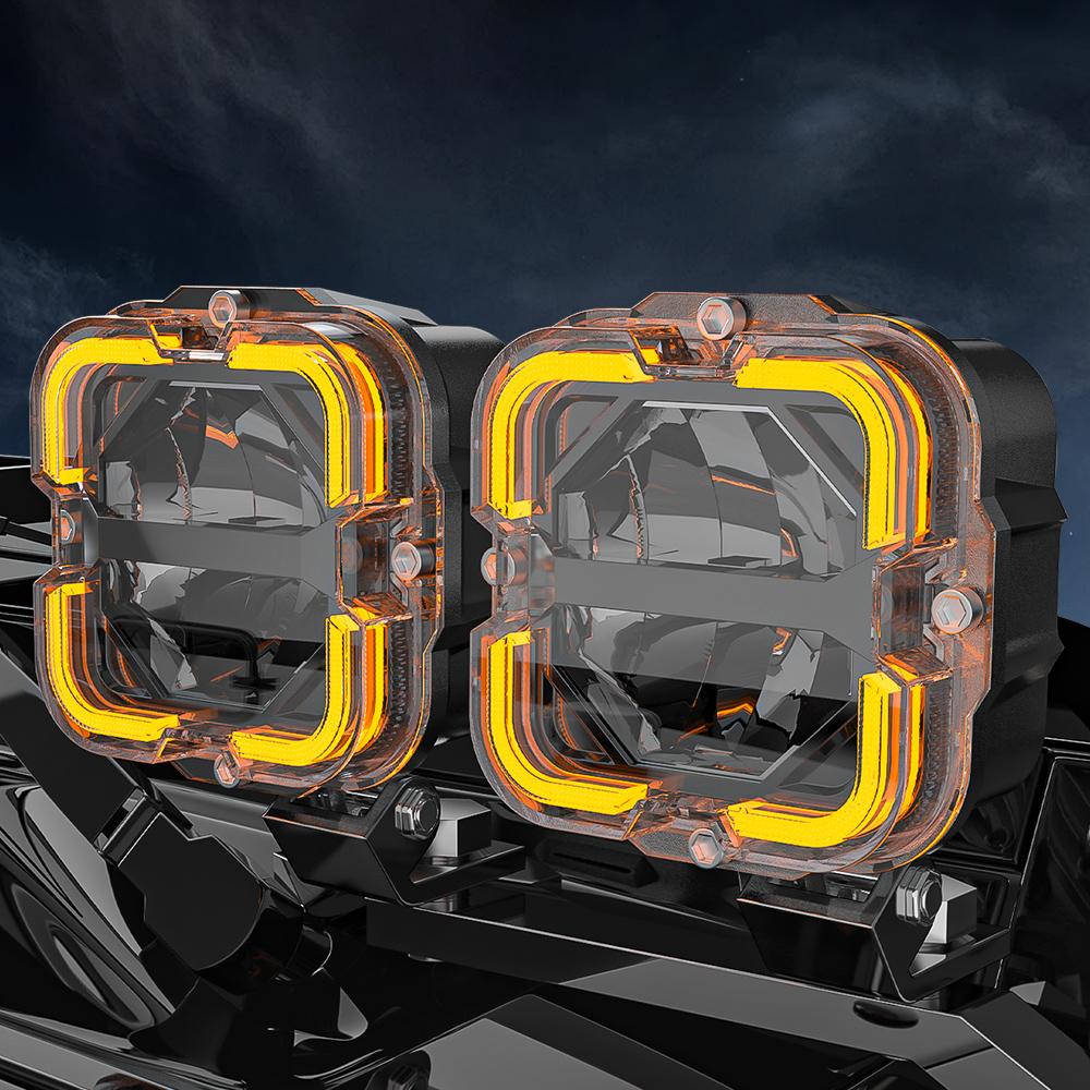 2pcs LED Work Light White Amber Driving Fog Light Daytime Running Light Led Light Bar For Car Truck Pickup Boat Suv Off Road Neon Lights 4
