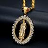 Hip Hop Iced Out Große Jungfrau Maria Halsketten Anhänger Goldfarbe Edelstahlkette Für Frauen Christlicher Schmuck Madonna XL1145