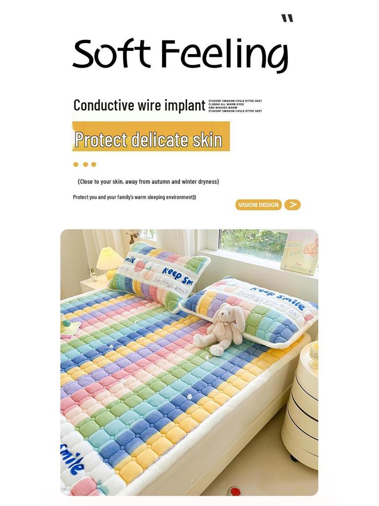 Gesteppter Samt Matratzentopper - Weiches Korallenfleece Winterauflage, Verdickte und Warme Tatami-Matte.