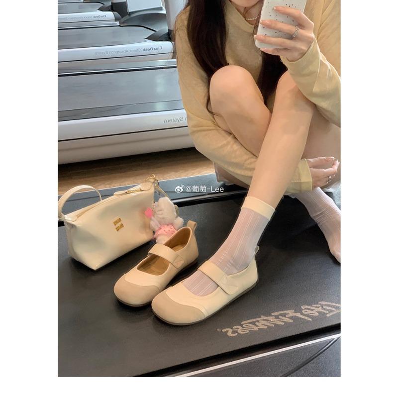 ~ Soft Cute Round Head Versatile Lazy Velcro Word with Mary Jane Shoes Women's Spring and Summer