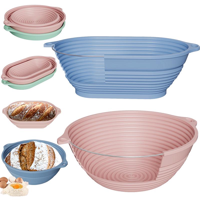 Foldable Silicone Bread Fermentation Basket with Steel Wire for High-Temp Oven Baking