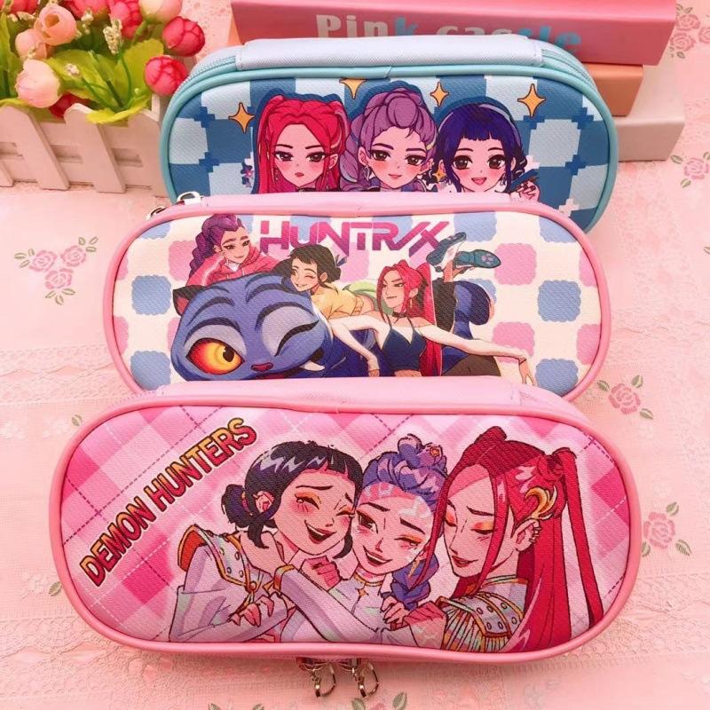 Pencil Case, Anime K-POP Student Large Capacity Double Zipper Stationery Case Pencil Case