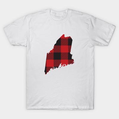 T Shirt Women Maine State Flannel Plaid Design Harajuku Print Kawaii Tshirt Summer Short Sleeve Female T-Shirt Top Tee