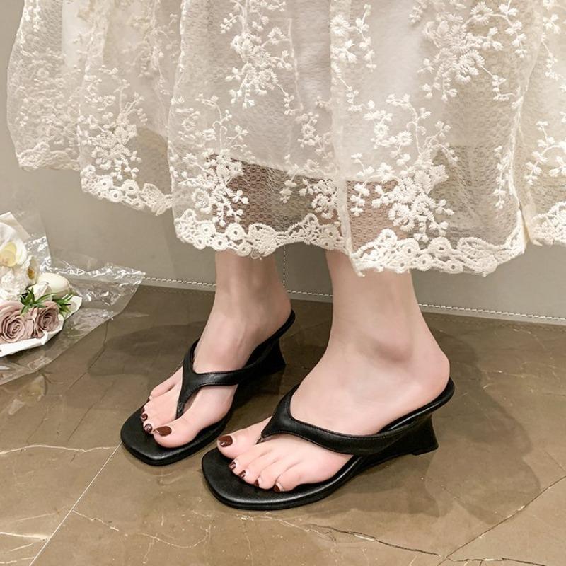 Fashion Brand Wedge Heel Slipper Slides Women Clip Toe Flip Flops Narrow Band Sandals Shoes Casual Female Slipper