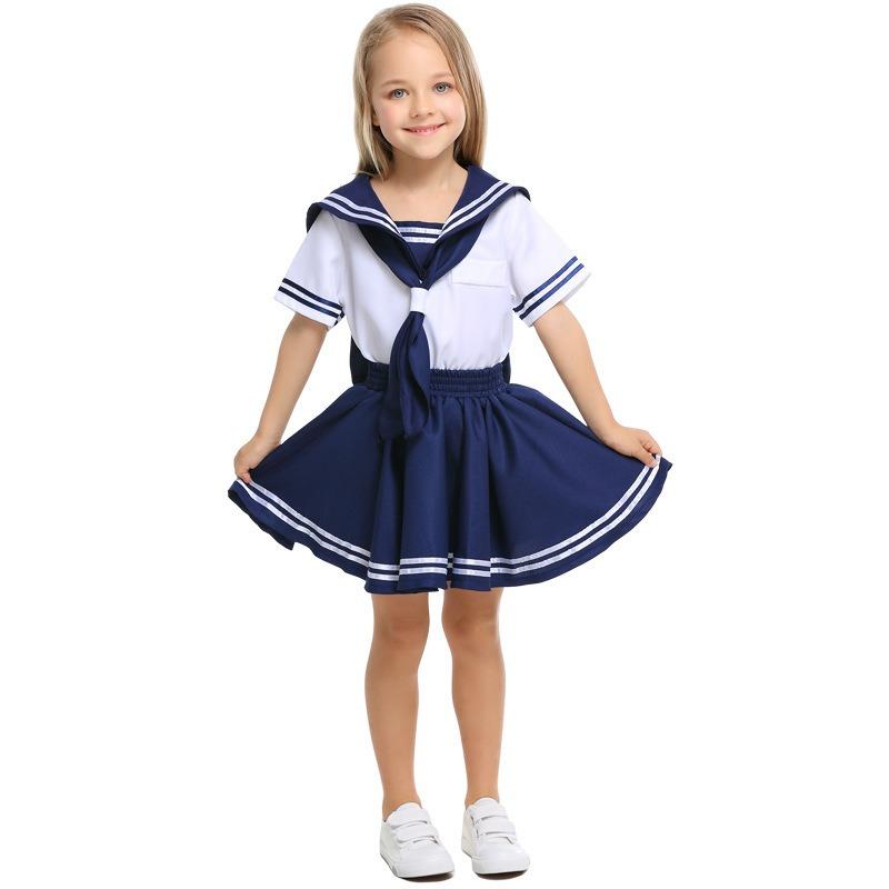 Neue marineblaue Matrosen-Schuluniform für Kinder, Export für den ausländischen Handel, Matrosen-Cosplay-Uniform für Mädchen im Kindergarten